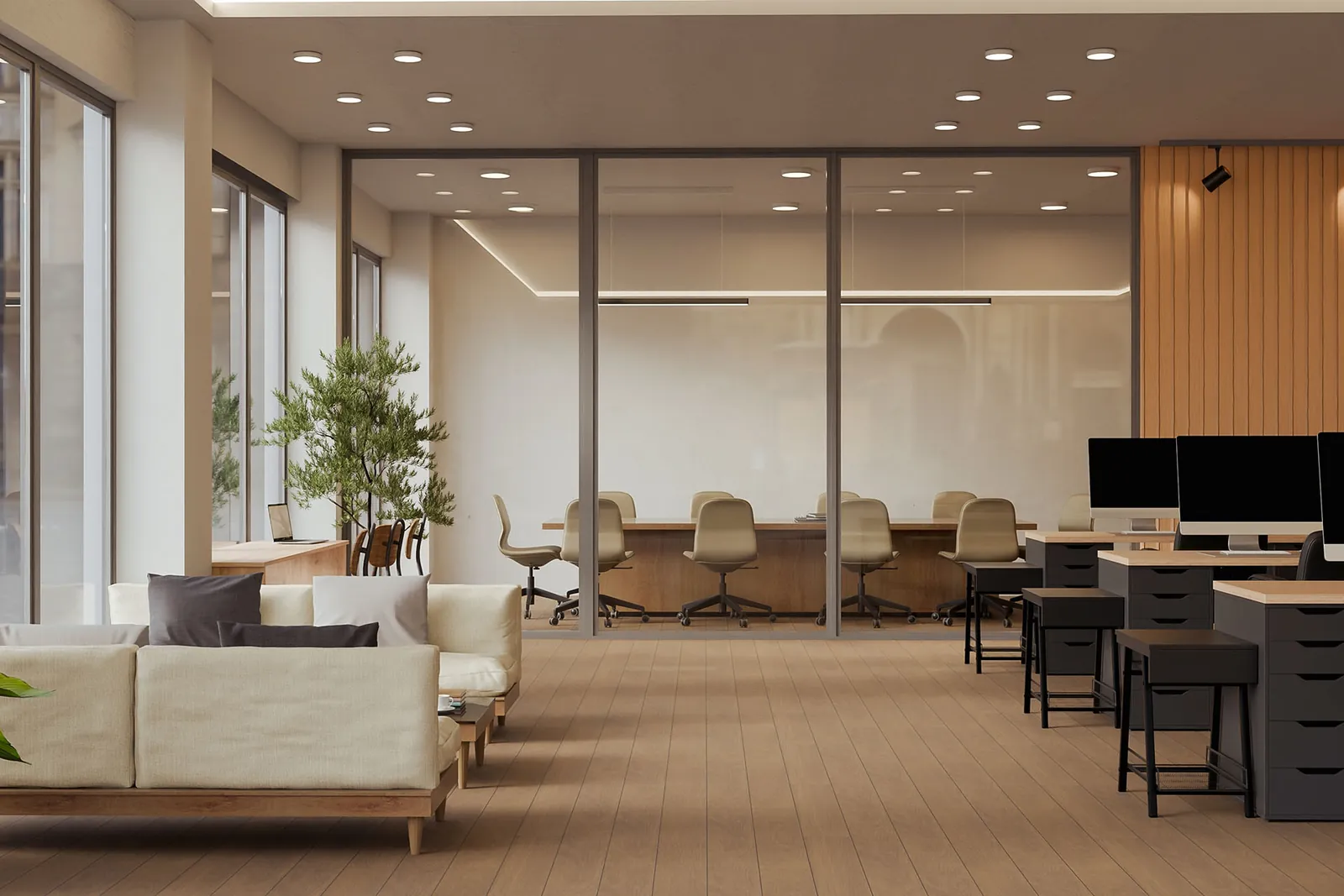 Aydınlık ve modern ofis ortamı